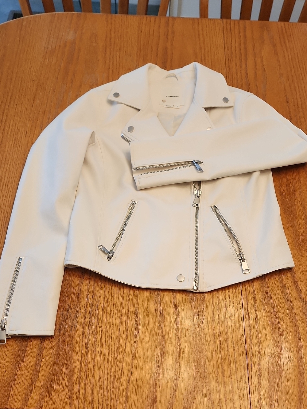 NWOT Anthropologie Ivory Moto Leather Jacket - Picture 16 of 16